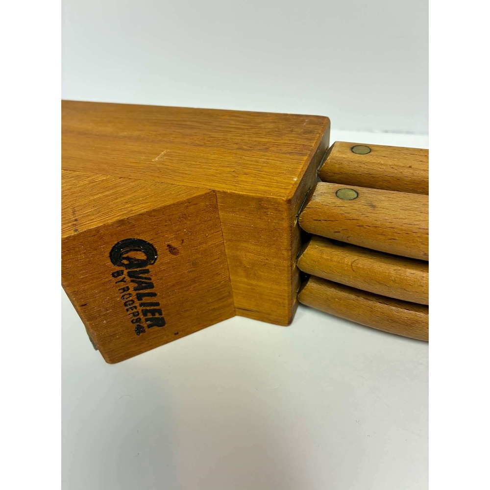Vintage Cavalier by Rogers 6‎ Piece Steak Knife Set with Wood Block Stainless